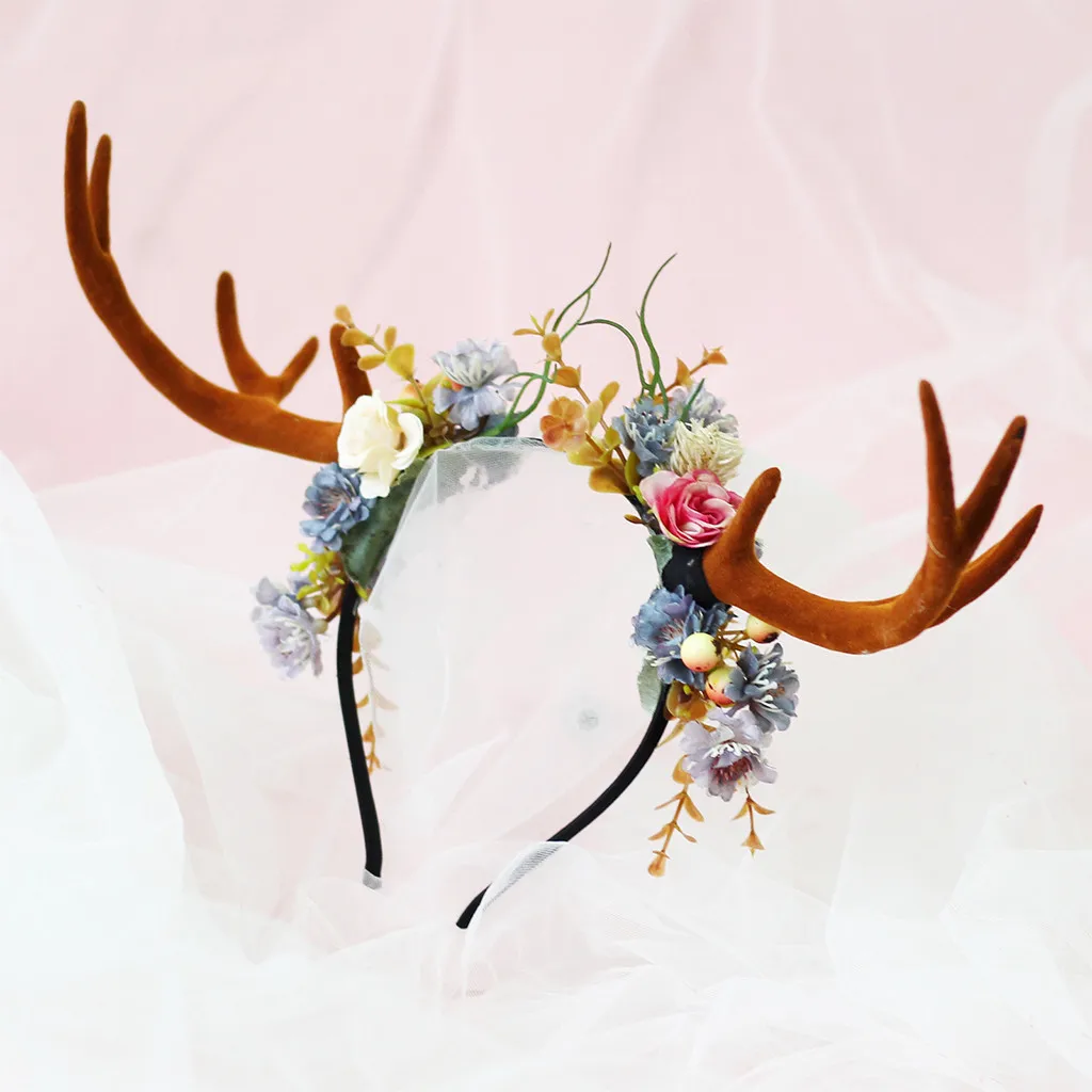 Unisex Headband fiesta con diadema de venado Outgeek Antlers Headband Deer Party Hats for Easter Christmas