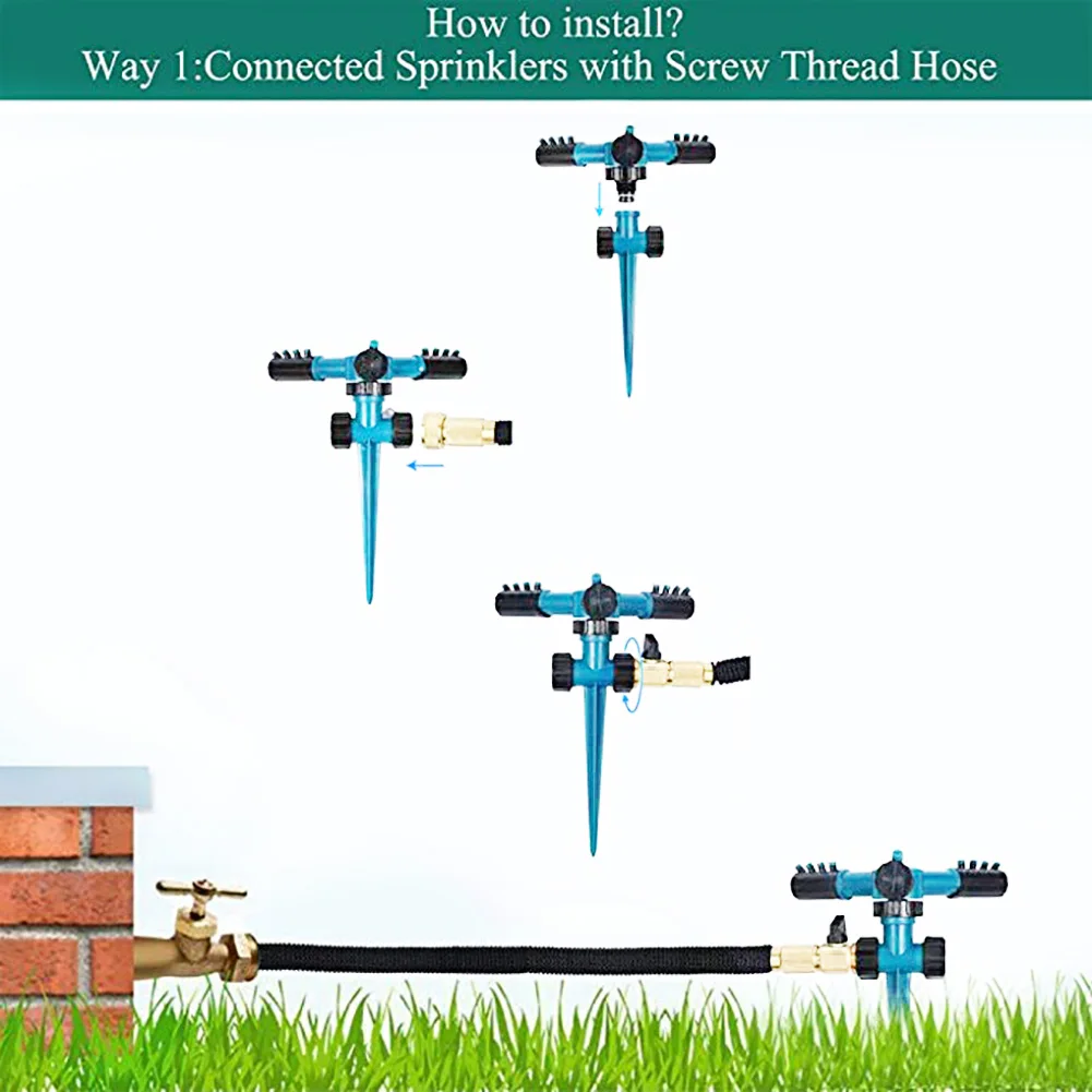 

Automatic Irrigation Water Sprinkler 360 Degree Automatic Garden Sprinklers Watering Grass Lawn Rotary Nozzle Rotating Water Spr