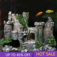 ancient aquarium castle decoration artificial resin construction rocks cave for aquarium fish tank landscaping ornament