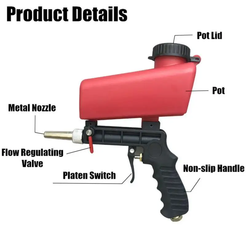 Гравитационный питательный портативный 90 PSI Пескоструйный пистолет
