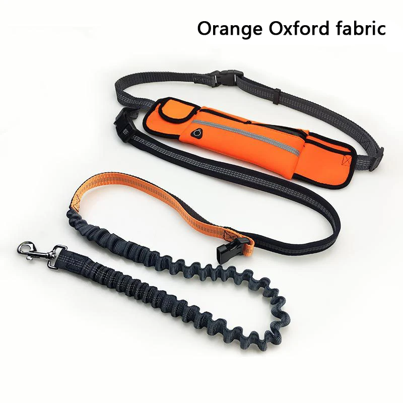 

Hands-free pet dog leash waist pocket reflective elastic band running dog nylon leash suit collar harness pet supplies ZD