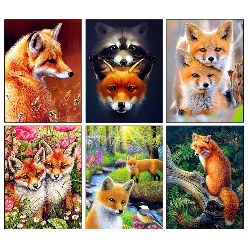 

AMPHIBOLE 5D Diamond Painting Full Display Fox Animal Diamond Embroidery Full Square Cross Stitch Rhinestones Decor Home Gift
