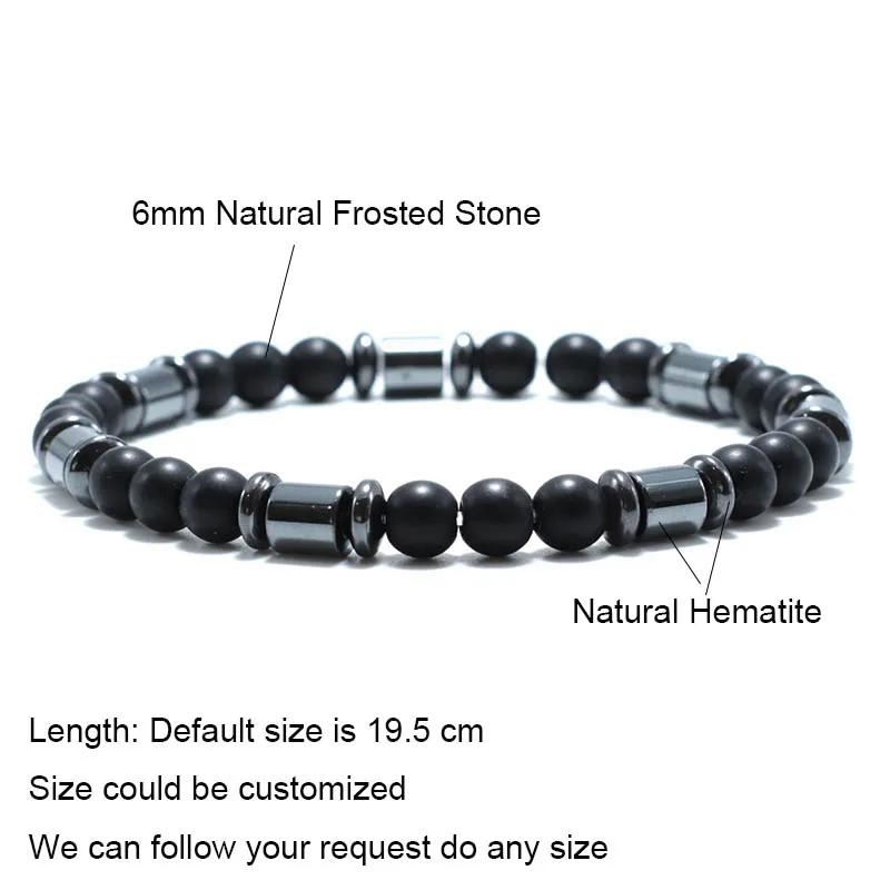Новый цилиндрический гематитовый браслет с натуральными картами бусинами
