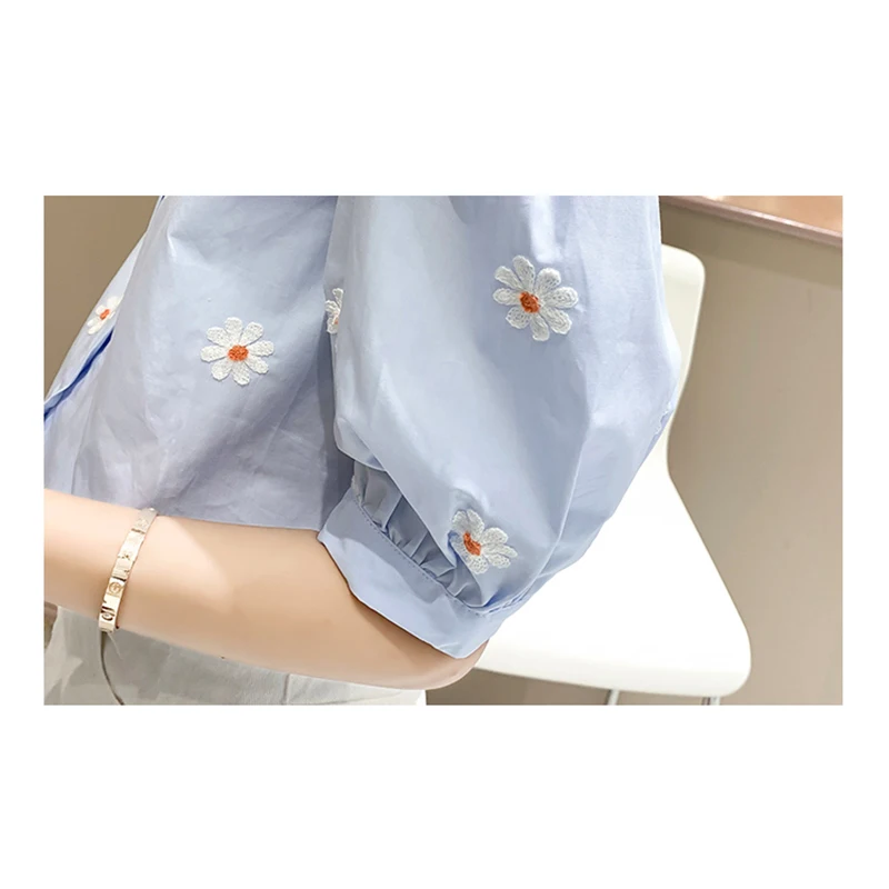 Женские винтажные блузки с цветочной вышивкой shintimes летние повседневные белые