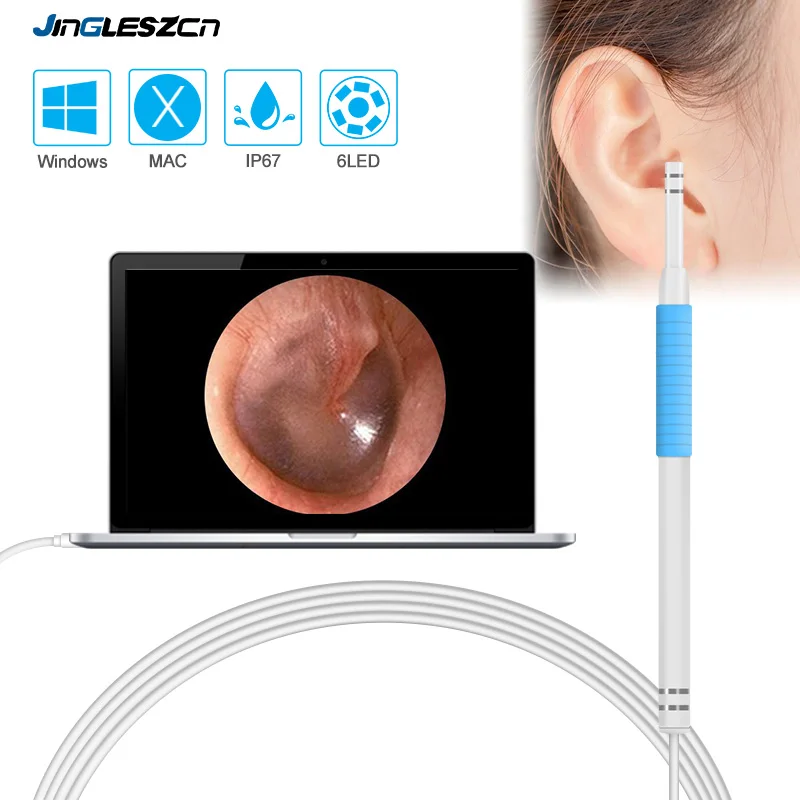 USB Ушная камера для очистки эндоскопа 5 мм 0.3MP мини ПК палочка Otoscope бороскоп