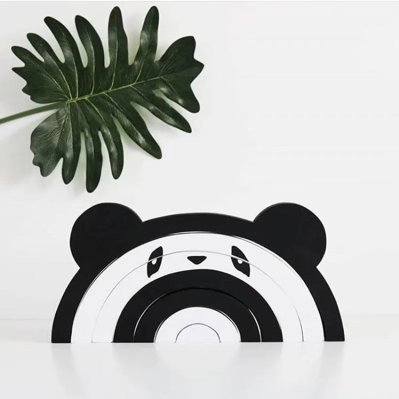 INS деревянный Радужный Единорог панда строительные блоки украшение детской