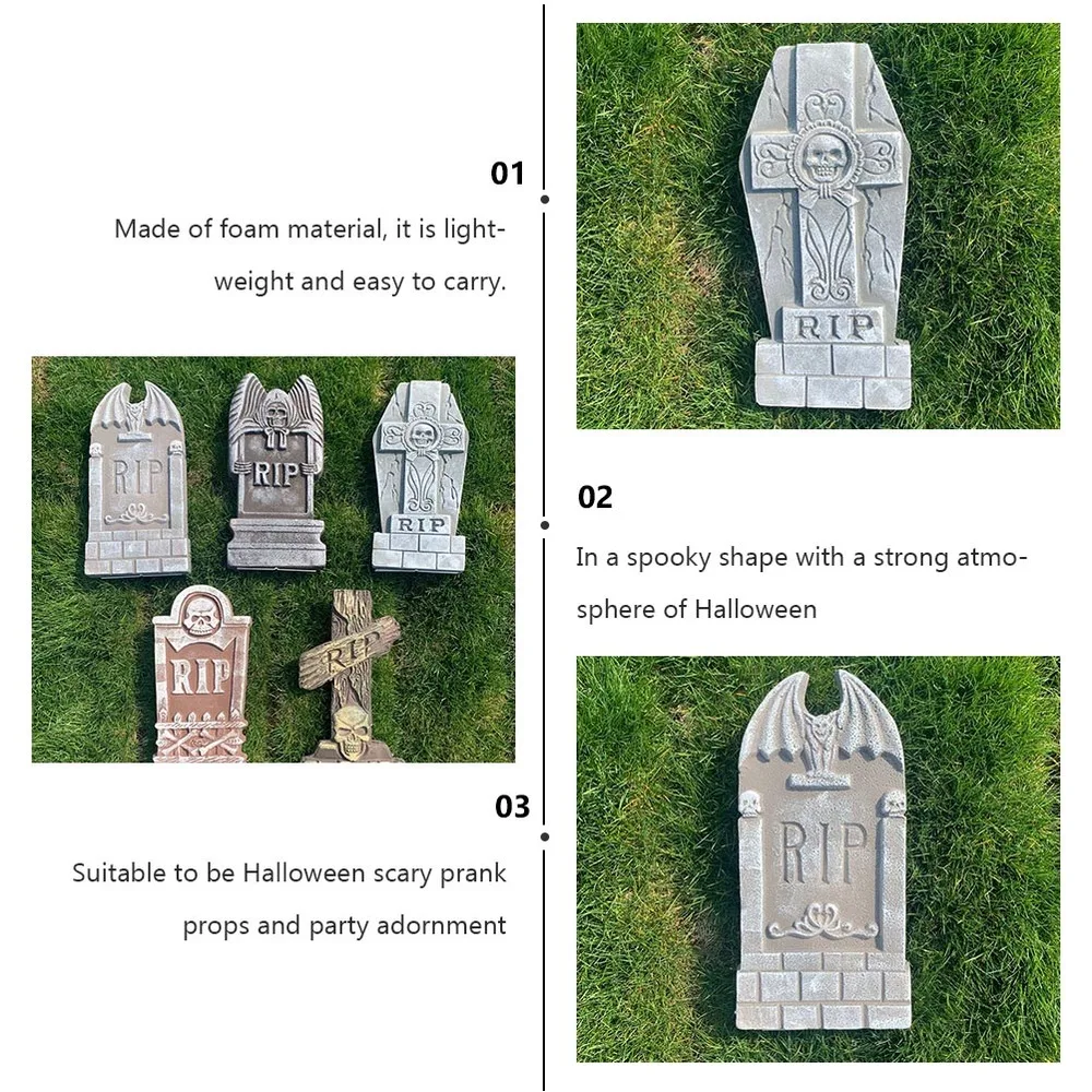 

2 Pcs Gravestone Tombstone Figurine Haunted House Decor