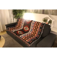 ethnic style tapestry knitted chenille sofa towel sofa blanket geometric pattern vintage shawl living room decoration nordic