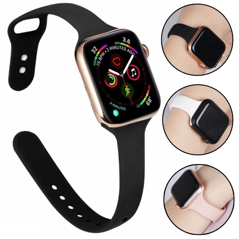 Ремешок для Apple watch band 5 4 44 мм 40 iwatch 38 42 мягкий спортивный силиконовый браслет