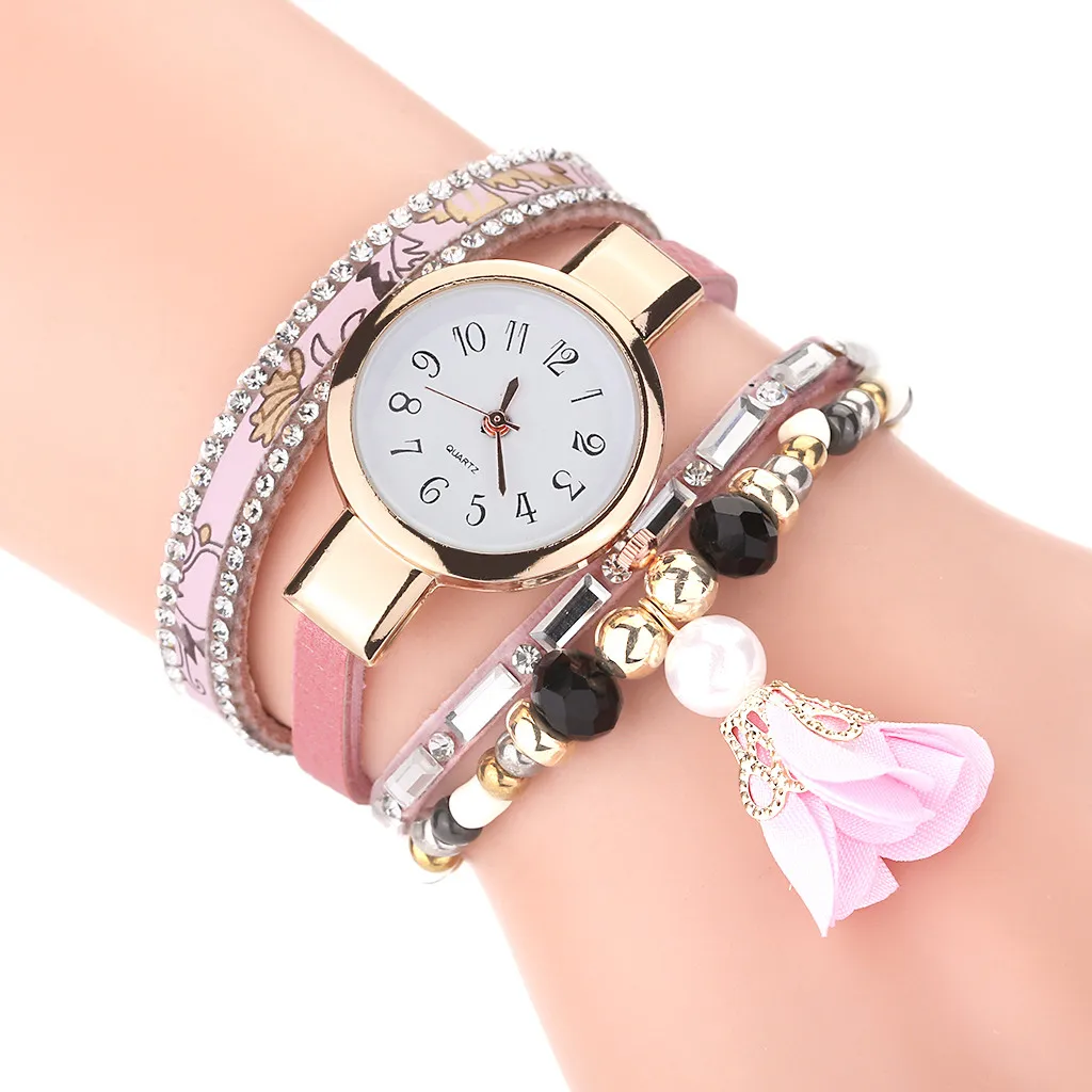 Часы женские кварцевые с жемчужным цветком винтажные наручные подвеской подарок