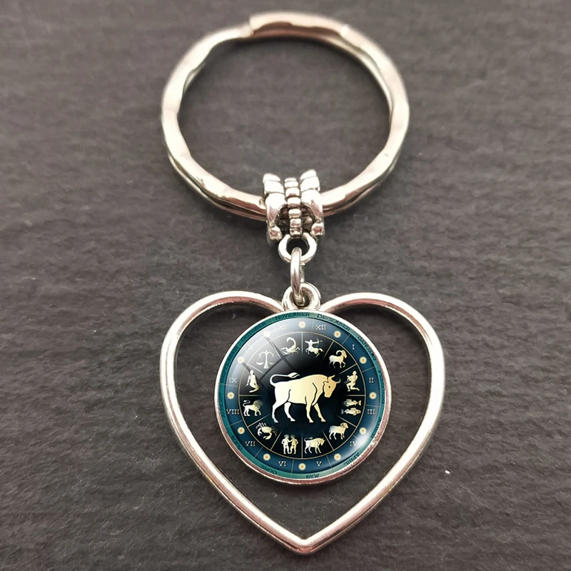 12 знаков зодиака в форме сердца кольца для ключей сумка круглая подвеска |