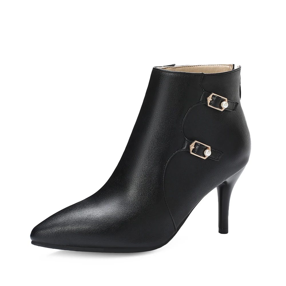 Женские ботильоны на высоком каблуке коричневые черные большие размеры 10 30 43 48