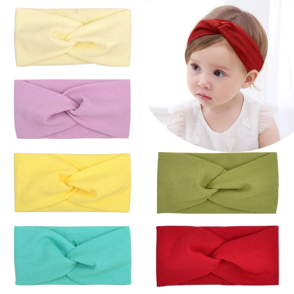 

35pc/lot Baby Headband Solid Color Wide Turban Twist Knitted Cotton Hairband Kid Girls Hair Accessories Twisted Knotted Headwrap