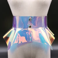 sexy women pvc colorful transparent belt dress corset belts ruffle skirt waistband cummerbunds female dress strap girdle