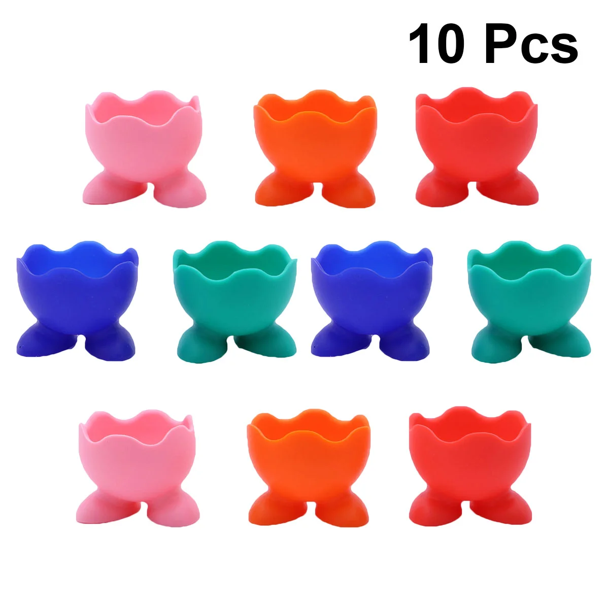 

10pcs Silicone Egg Cup Holders Boiled Egg Serving Cups Practical Steamed Egg Tools for Home Kitchen (Random Color)