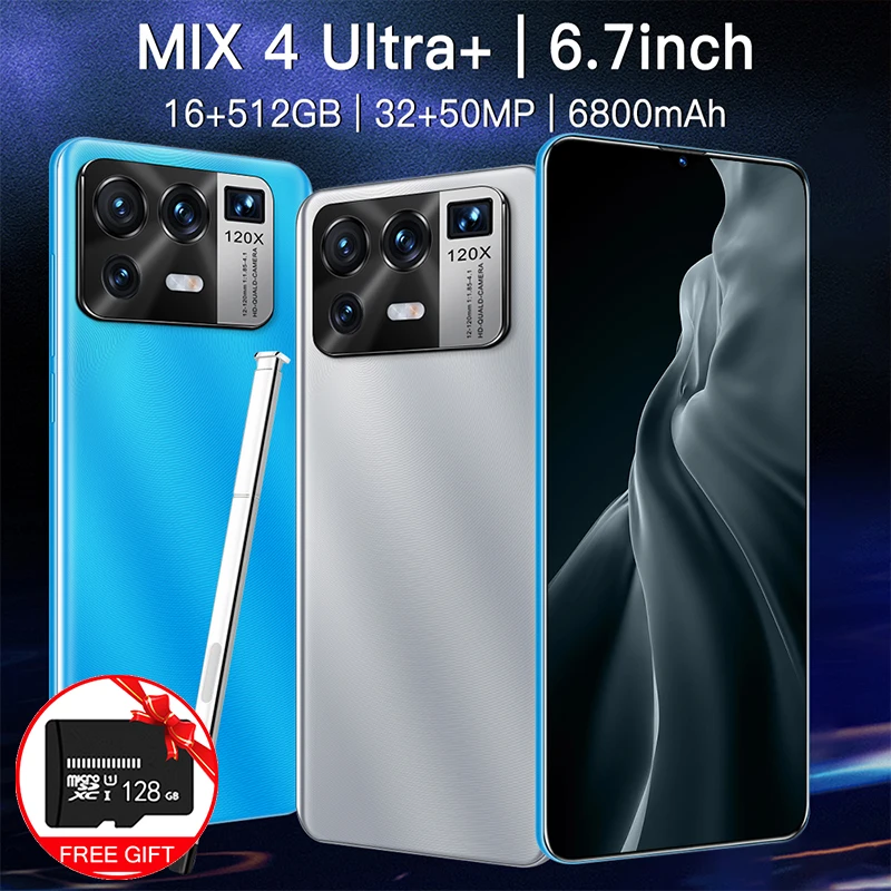 

Global Version Mix 4 Ultra 6.7 Inch Smartphone 6800mAh Full Screen Phone 16G+512G Andriod10 32+50MP Fingerprint ID 5G Cellphone