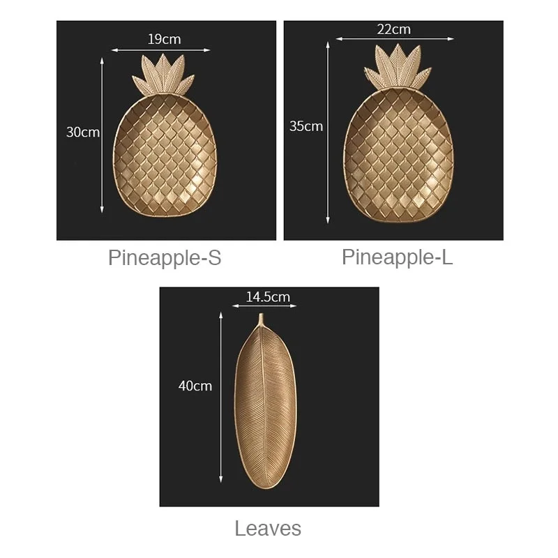 

Nordic Decorative Tray Gold Pineapple Leaf Shape Serving Tray Jewelry Pallet Fruit Snack Dish Table Decoration Storage Organizer