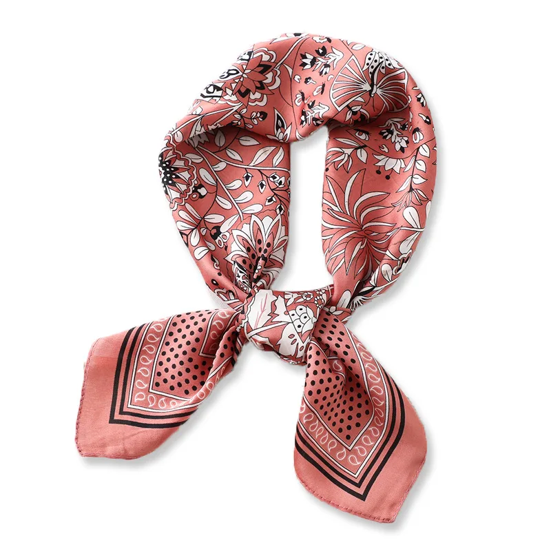 

2021 new ins pastoral printing imitation silk square scarf women's Headband Scarf professional small scarf silk scarf