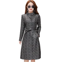 luxury clothes windbreaker coat female middle age clothing high quality autumn plaid long jacket korean fashion clothing 1405