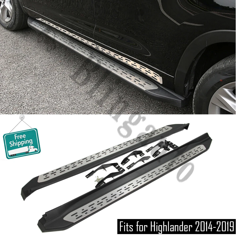 

Running board fits for T.oyota Highlander 2014-2019 2Pcs left right side steps nerf bar car pedal side stairs side bar