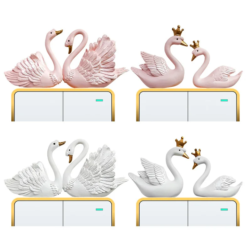 

3D Cute Swan Switch Wall Sticker Socket Home Accessories Decal Girl Pink Living Bedroom Room Modern Decoration Ornament On-off