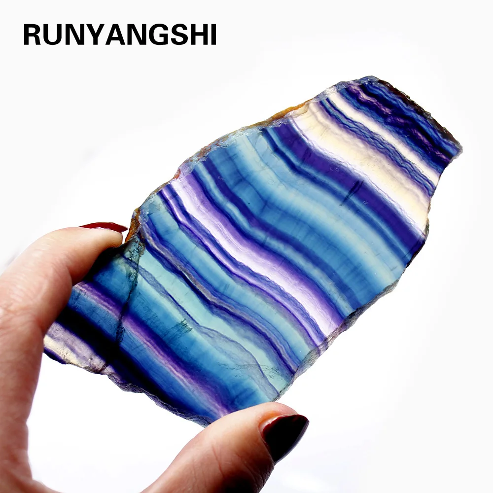 Натуральный красочный флюорит необработанный камень ломтик украшение для