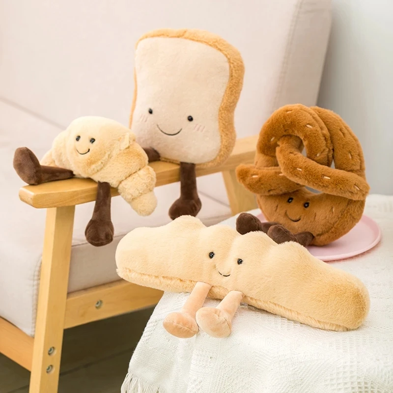New Style 10-32cm Funny Bread Plush Pillow Soft Plush Donut Cream Bread Stuffed Plush Toy for Children Baby Birthday Gift