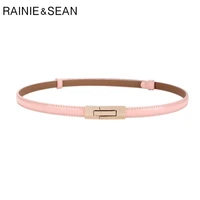 rainie sean pink belt thin women belt patent leather ladies waist belt for dress cowskin strap accessories 96cm