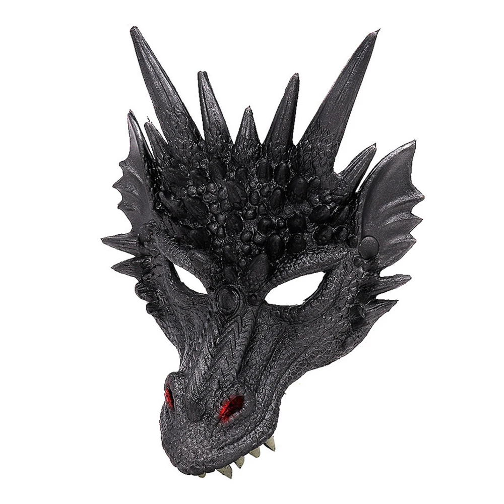 Черный Mardi Gras 3D ПУ вспененный животное китайский дракон Рождественский костюм косплей маска для мужчин женщин карнавала Марди Гра Вечерние - Цвет: Черный