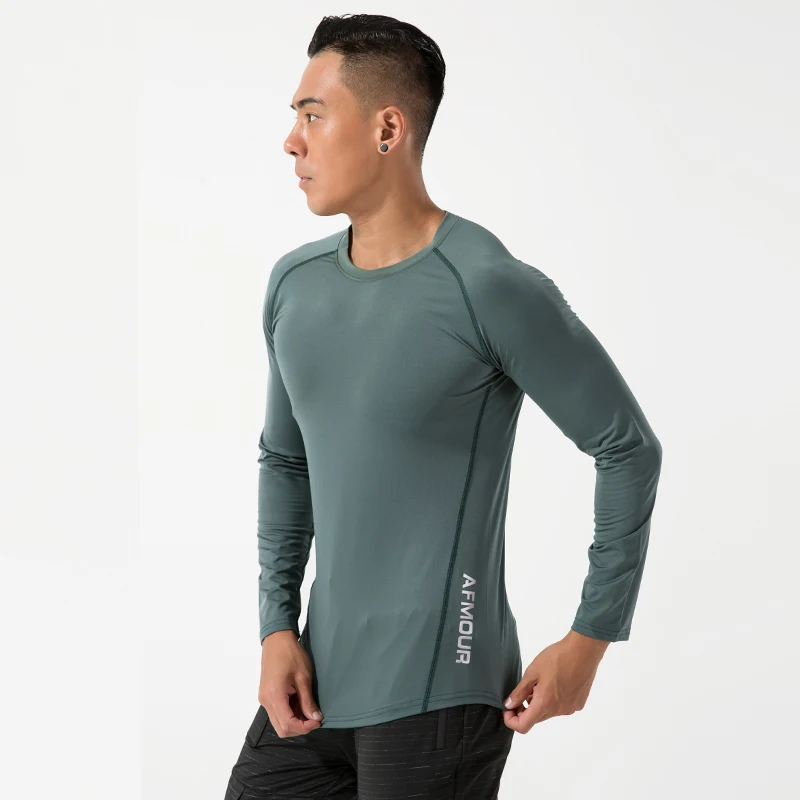 Mens Compression T Shirts Tight Sports Quick Dry Solid Running Base Layer Top Autumn Fitness Long Sleeve | Спорт и развлечения