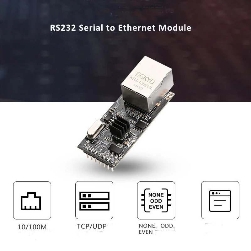 Последовательный Ethernet модуль RS232 TCP Mudbus сетевой RTU серийный COM порт UDP RJ45 TTL s