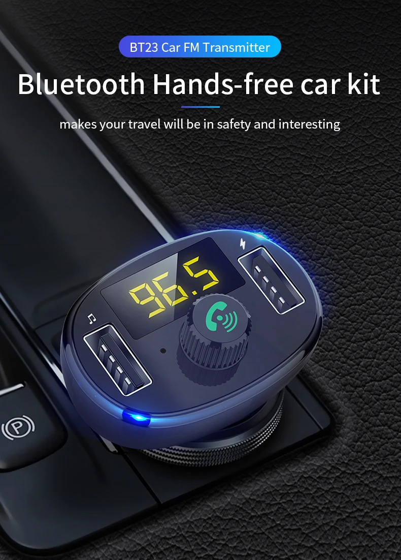 

FM-трансмиттер автомобильный с Bluetooth и 2 USB-портами
