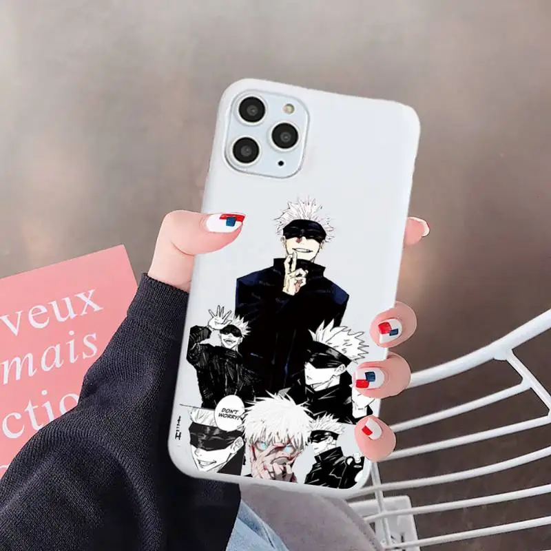 

Jujutsu Kaisen Anime Cartoon Phone Case White Candy Color for iPhone 6 7 8 11 12 s mini pro X XS XR MAX Plus