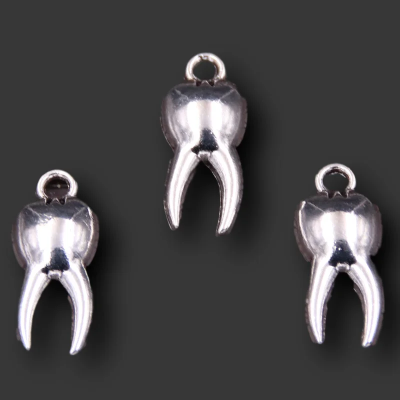 

20pcs Silver Plated Animal Teethes Alloy Pendants DIY Charms Hip Hop Style Bracelet Earrings Jewelry Crafts Making 20*8mm A245