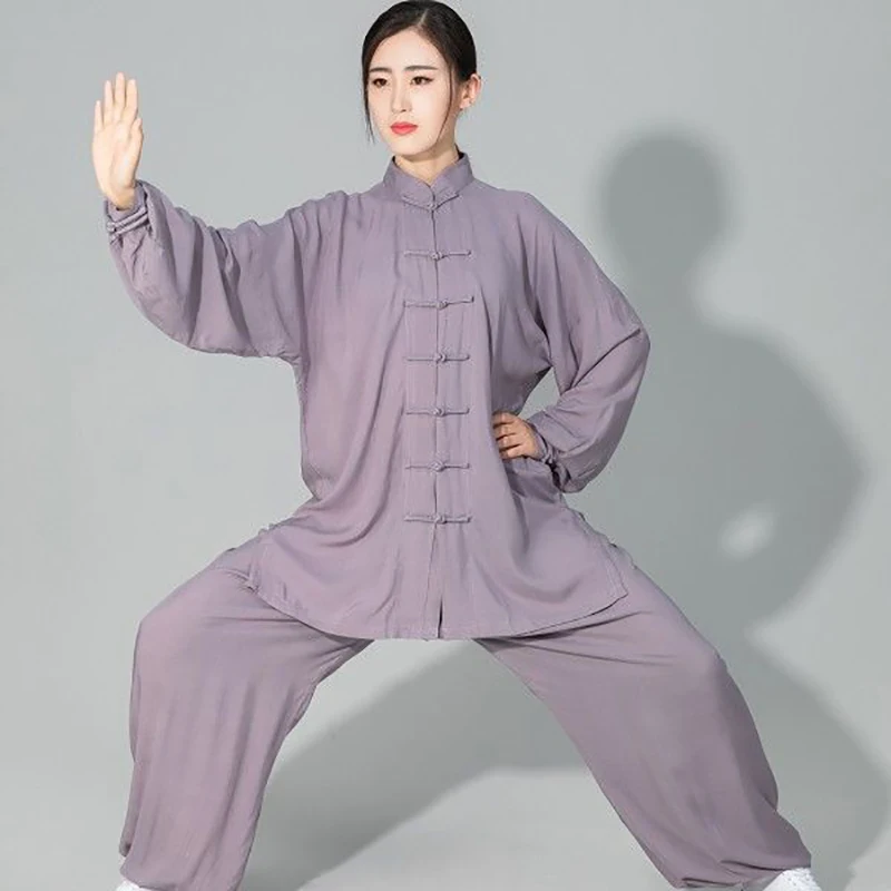 USHINE Unisex Traditional Chinese Clothing 6 Colors Long Sleeve Wushu TaiChi KungFu Uniform Tai Chi Uniforms Exercise Clothing