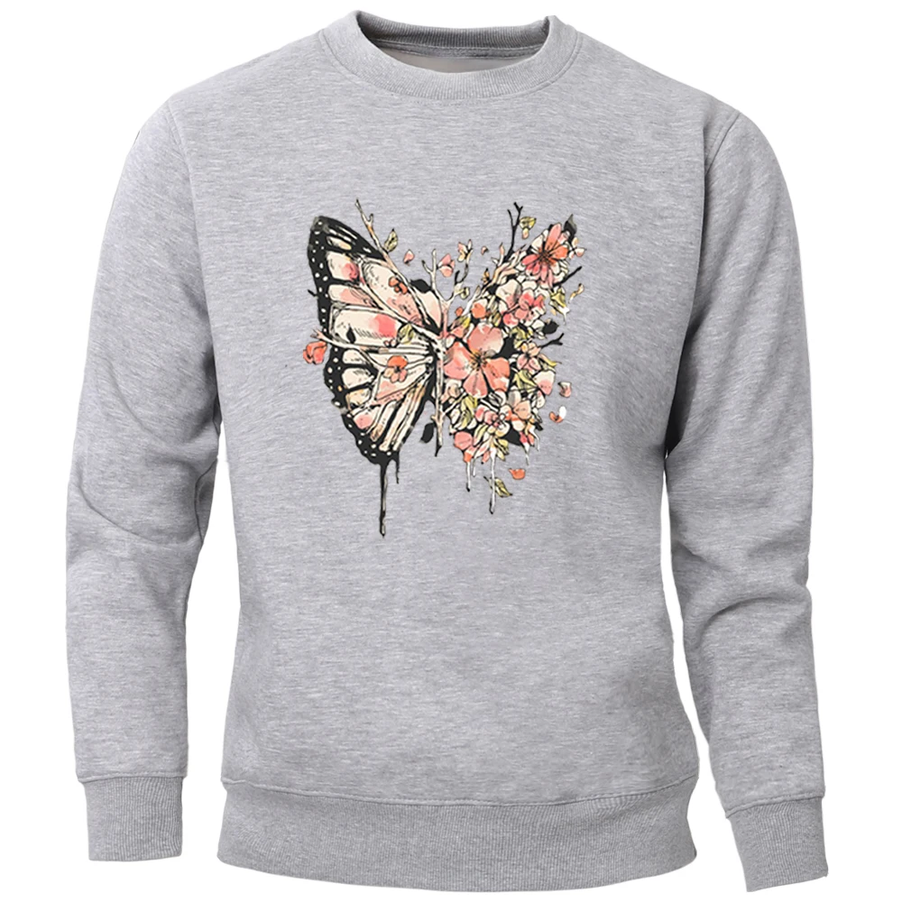

Pretty Butterfly Flowers Sweatshirt Autumn Winter Crewneck Round Collar Pullover Tracksuit Streetwear New Arrival Brand Hoodies