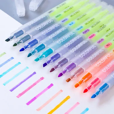 12Colors 12 шт. Милая двойная флуоресцентная ручка Milkliner текстовыделители цветной маркер школьные принадлежности кавайи - Цвет: 12Colors