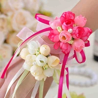 decor bridal prom wrist corsage bridesmaid sisters hand flowers artificial bride flowers for wedding dancing party wedding