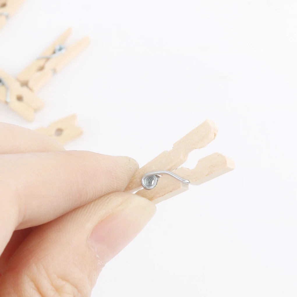 

50pcs Mini 25mm Natural Wooden Clips Photo Clips Clothespin DIY Wedding Party Wooden Clip Clips Pegs Dropshipping