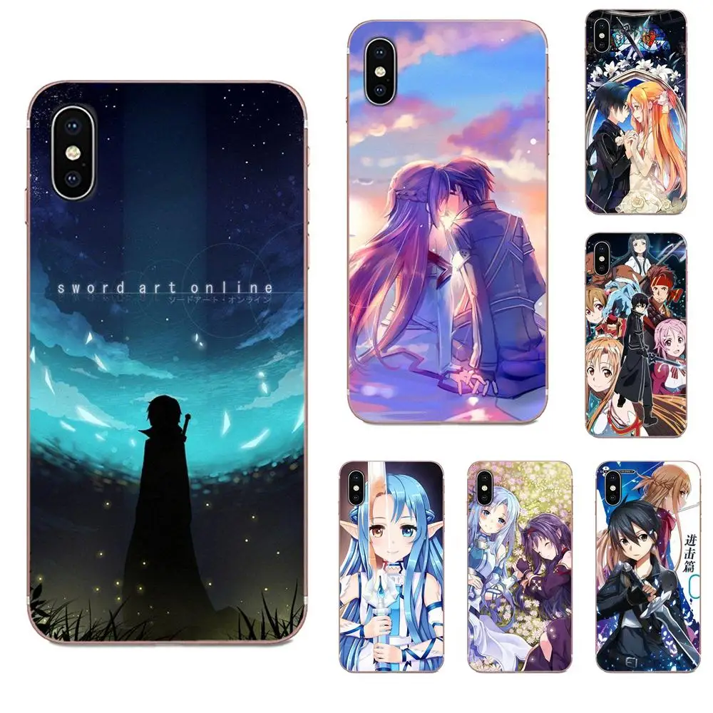 Мягкий ТПУ защитный чехол для Apple iPhone 11 Pro X XS Max XR 4 4S 5 5C 5S SE 6 6S 7 8 Plus Sword Art Online