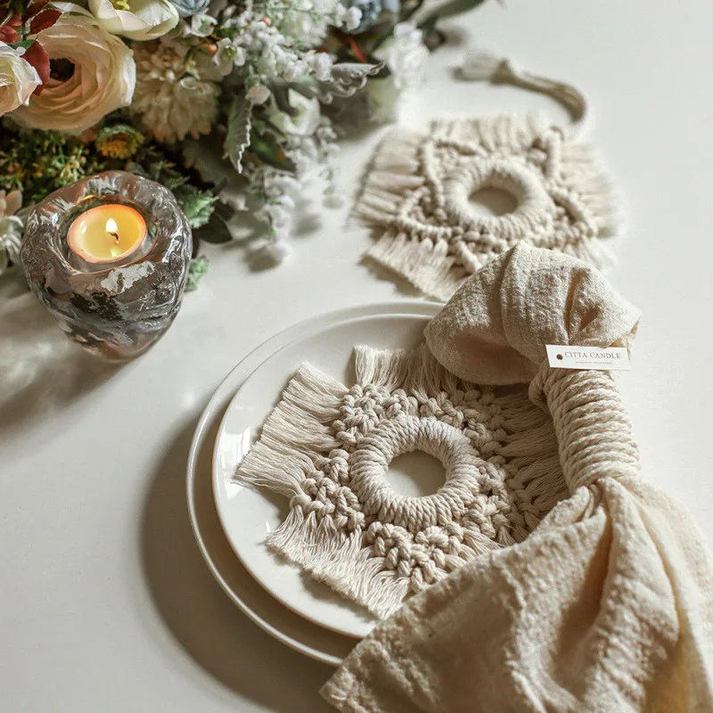 Домашняя настенная висящая Снежинка подвеска орнамент чашка макраме коврик для