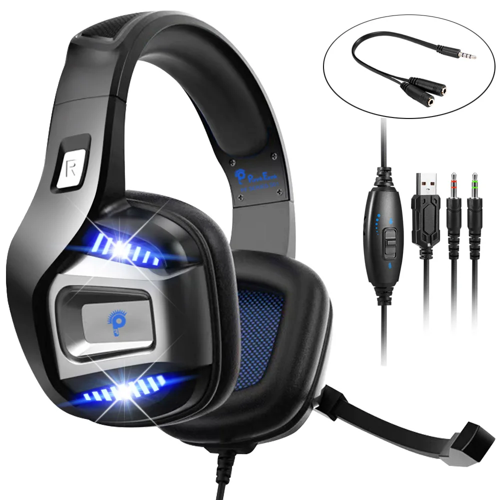 

Professional Gamer Headset Led Light 3D Wired Headphone For PS4 PS5 Fifa 21 Xbox Laptop PC Gaming Headphones Noise Reducetion