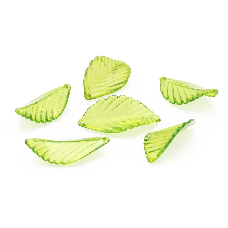 Бусины пластиковые с зелеными листьями для самостоятельного изготовления ювелирных изделий, ожерелья, браслета, сережек, 30 шт., 19x35 мм