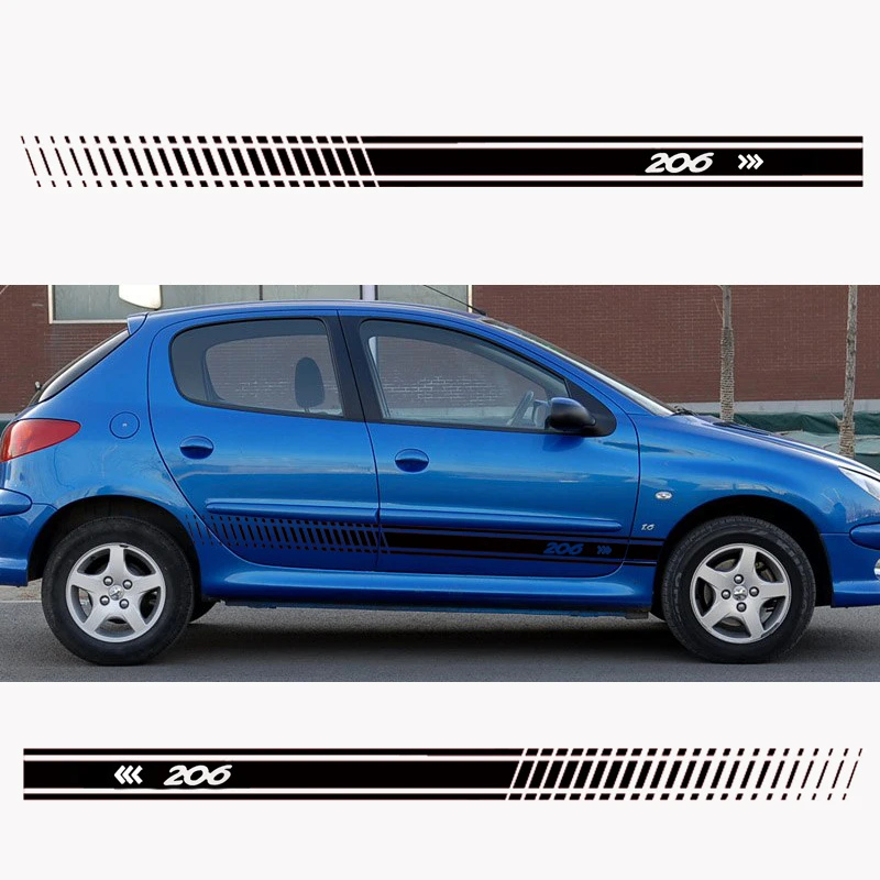 Стильная наклейка на кузов автомобиля Виниловая гоночную полоску для Peugeot 206