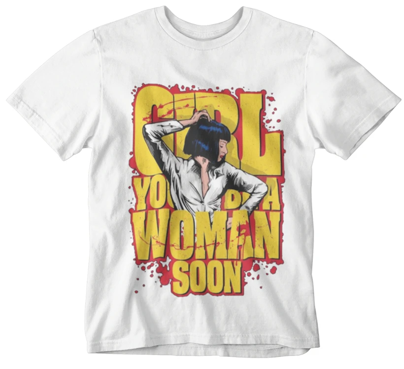 Футболка из целлюлозы с героями мультфильма Миа Уоллес для девочек в стиле ретро