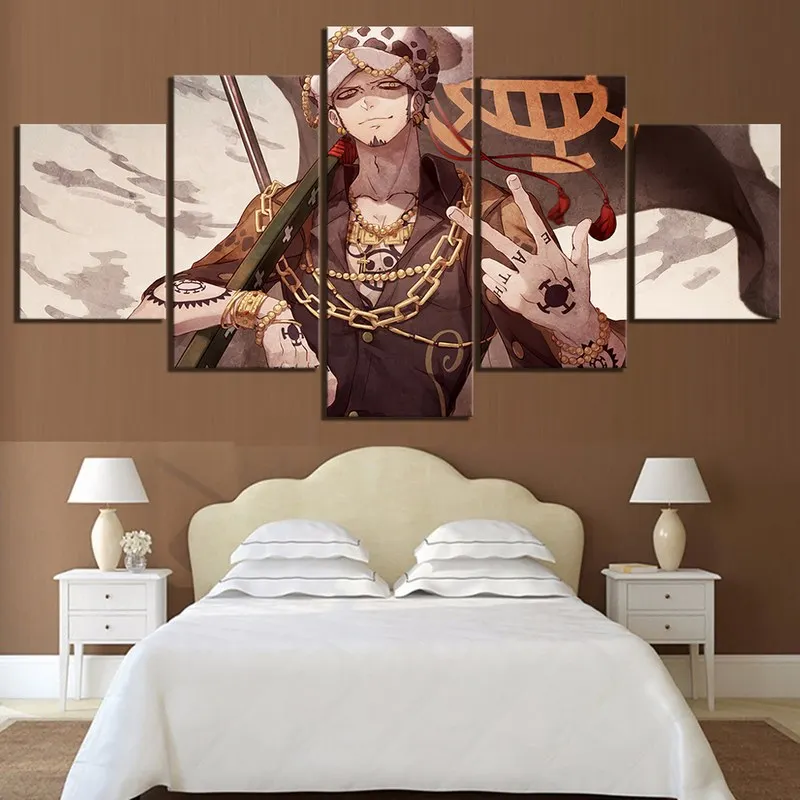 

5 Pieces Trafalgar Law One Piece Anime Canvas Posters Prints Oil Paintings Wall Art Pictures for Living Room Home Decor