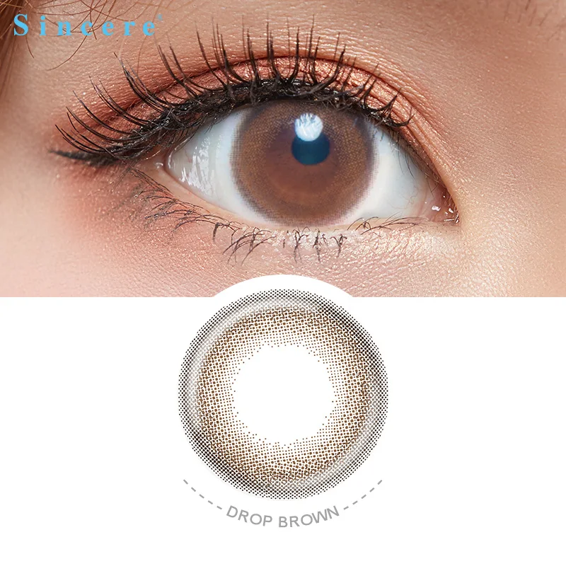 

Sincere vision 10pcs/box Drop Brown contact lens big Pupil Colored Contact Lenses for eyes yearly degrees Myopia prescription