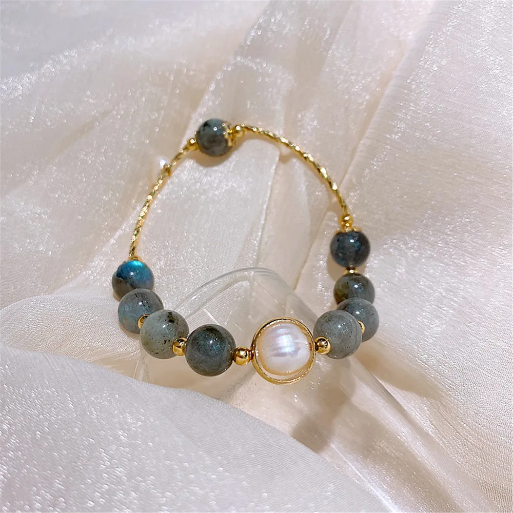 

Gold Electroplating Baroque Pearl Bracelet For Women Korean Fashion Jewelry Trendy Niche Design Personality Beads Decoration