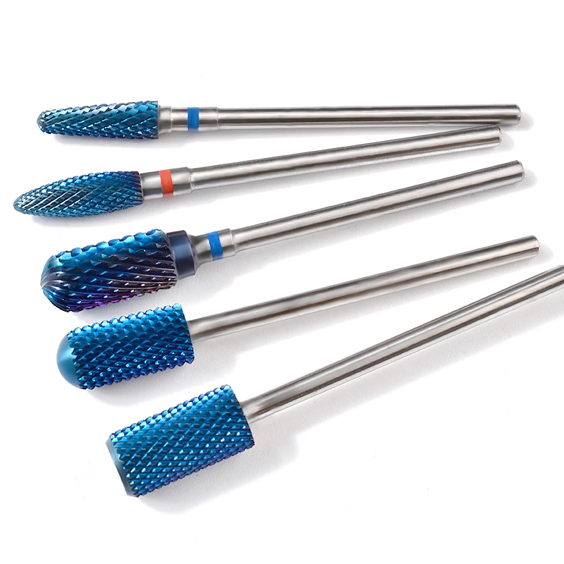 5 типов вольфрамовых карбидных заусенцев нанопокрытие сверла для ногтей синие