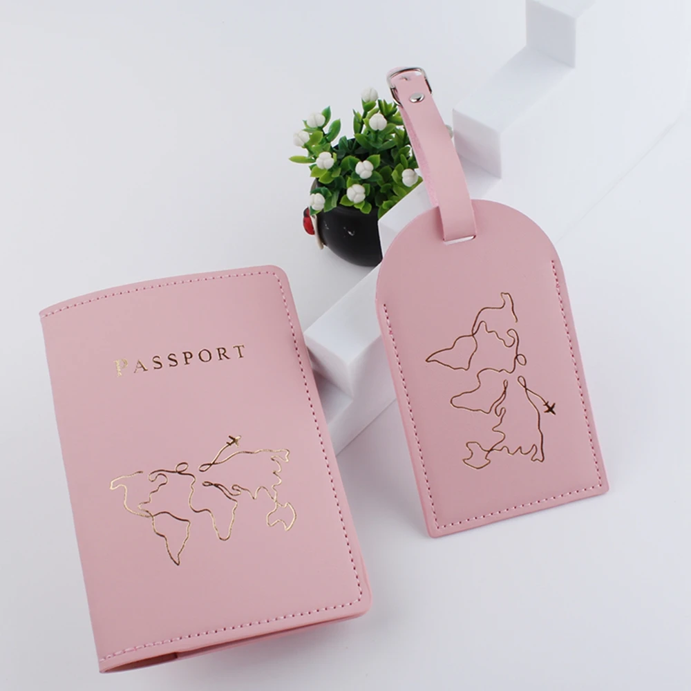 Passport Cover Luggage Tag Simple Map Couple Passport Cover Case set Letter Travel Holder Lovers 4PCS/Set  CH53LT57C